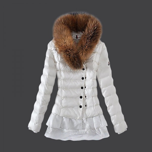 Moncler lungo Giù cappotto Bordo del pannello esterno bianco Presa M1089